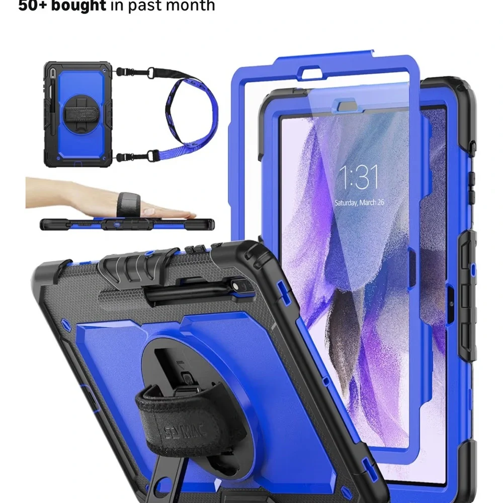 Blue Shockproof Tablet Case with Strap